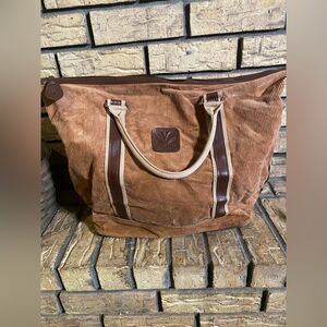 Brown corduroy overnight‎ bag